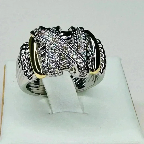 Two Tone Pave Designer Ring Gorgeous (see video) - Picture 5 of 5